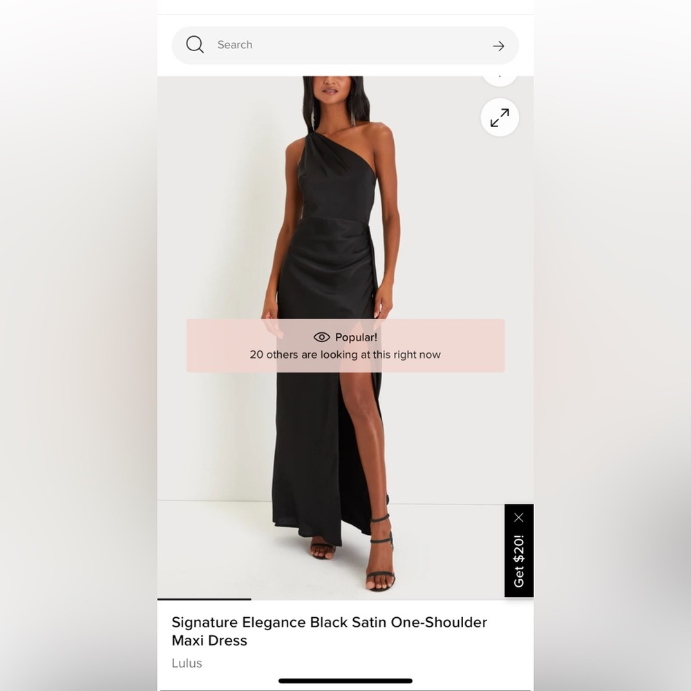 Lulu's Black Satin One-Shoulder Maxi Dress BRAND NEW